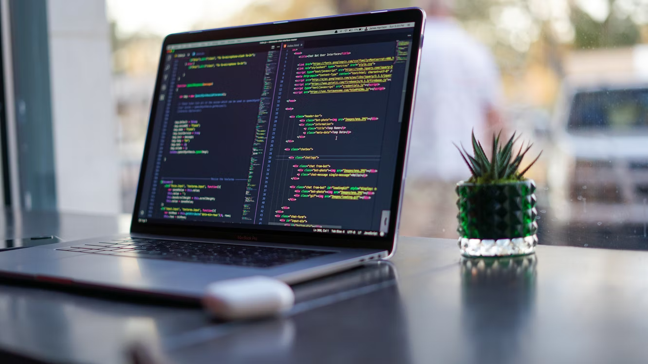 Coding background with abstract tech patterns